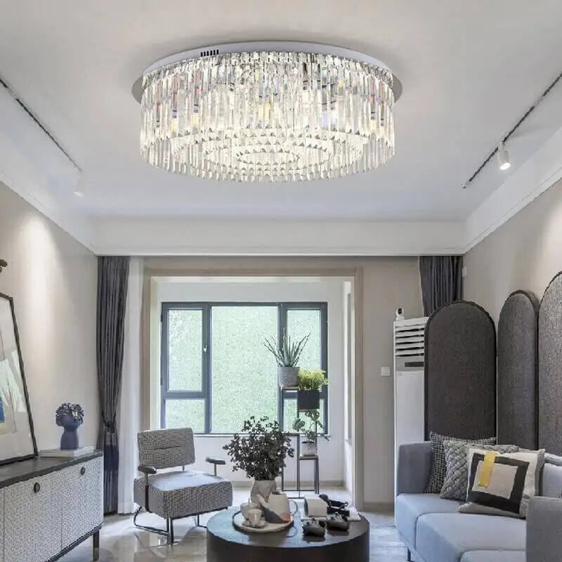 Chandelier Ceiling Light Modern Round Chrome - Stylish and Elegant Design - Light fixtures UK