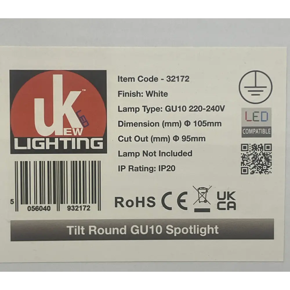 Round GU10 Spotlight Tilt Adjustable for Large Area Lighting in White - Home Furniture & DIY:Lighting:Other Lighting