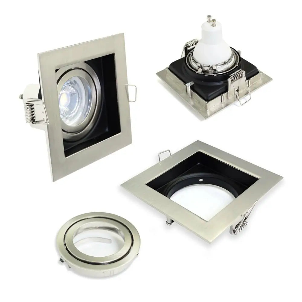 Ceiling Spotlight Recessed Downlight GU10 Fitting Square Chrome &Black UKEW