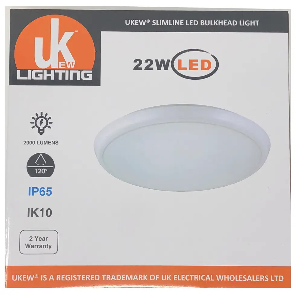 Slim 22W LED Low Ceiling light Slim LED Ceiling or Wall IP65 Bulkhead Light UKEW