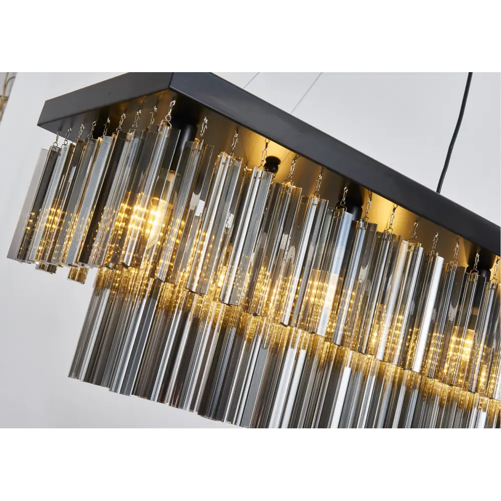 Smoked Glass Ceiling Kitchen Island 1M Crystal Chandelier Pendant Light ukew