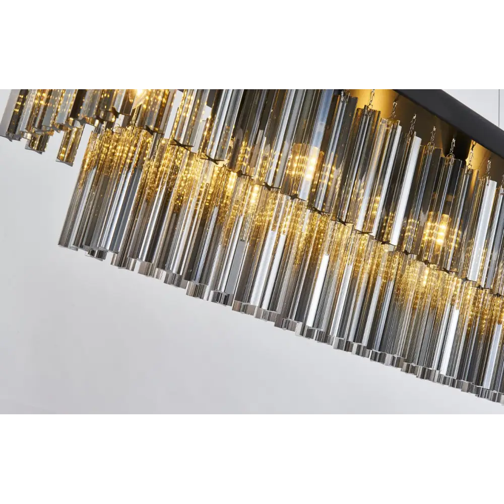 Smoked Glass Ceiling Kitchen Island 1M Crystal Chandelier Pendant Light ukew