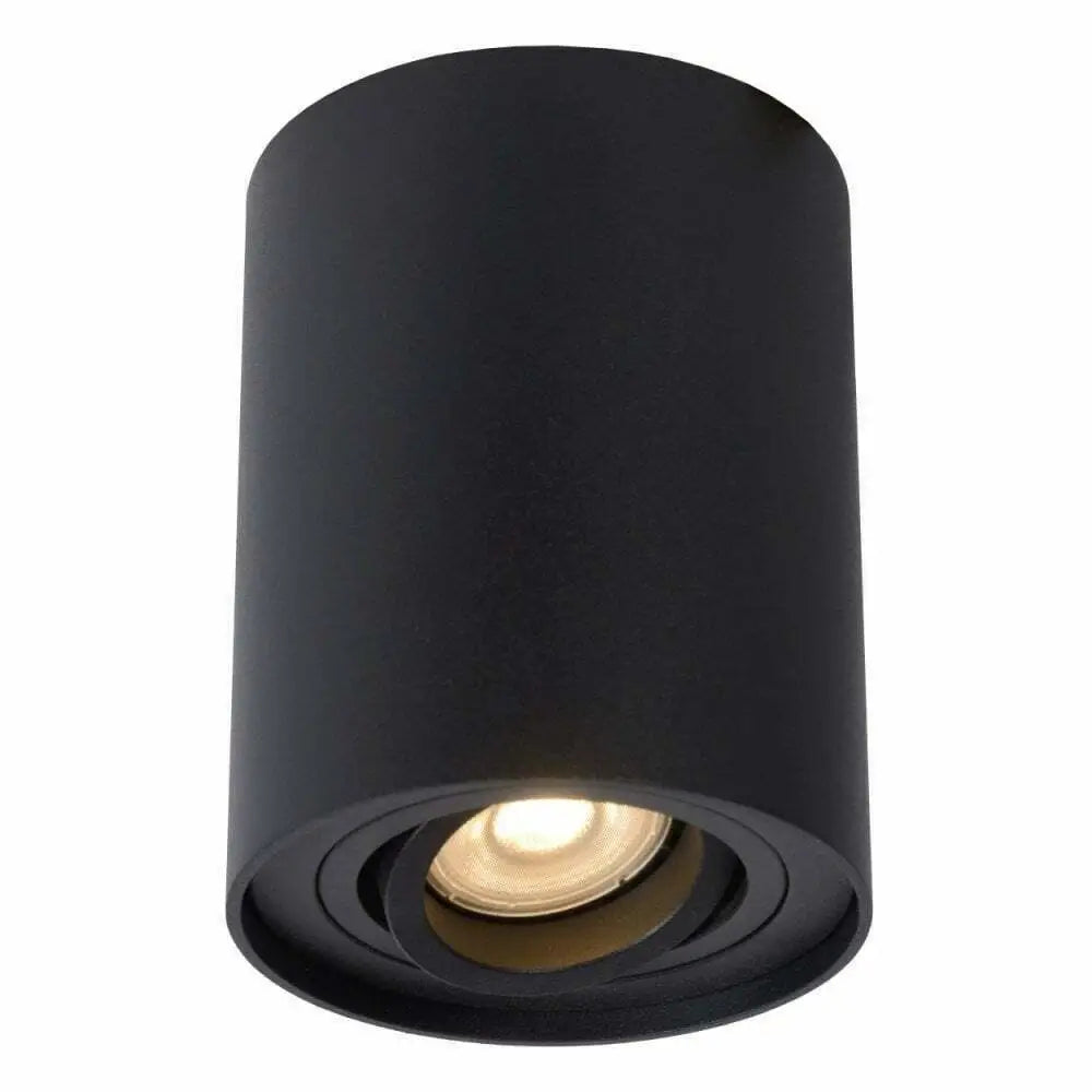Round Space-age GU10 Ceiling Surface Mount Tilt Downlight Spotlight Matt Black UKEW