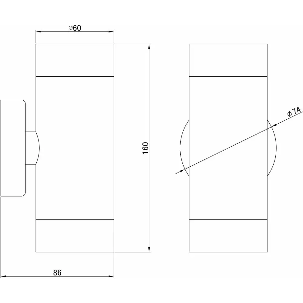 IP44 Wall Mounted Up and Down Light Outside or Indoor Light Stainless Steel UKEW