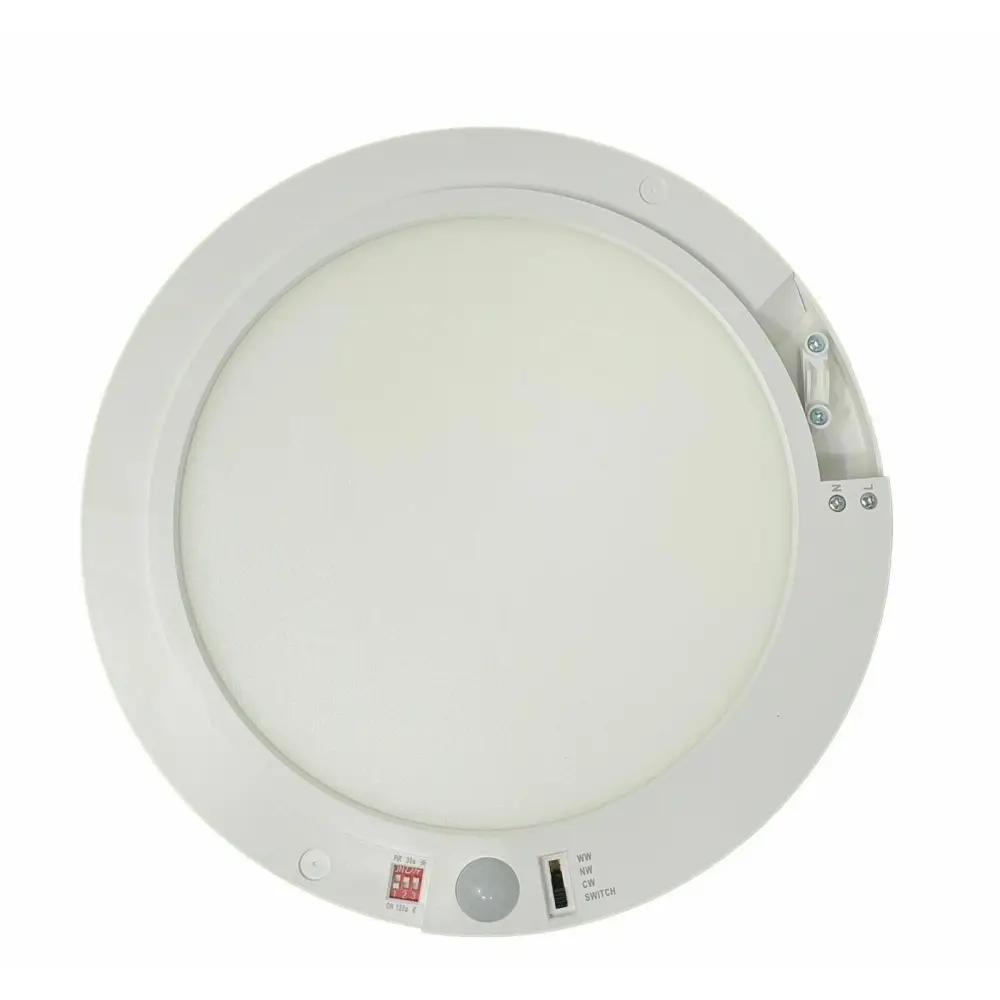 Tri-Colour 18W Led PIR Motion Surface / Recessed Mount Round Panel Light UKEW