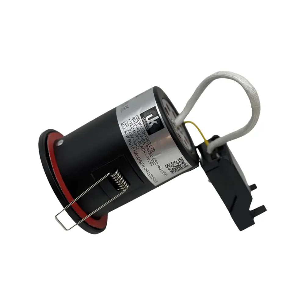 GU10 Fire Rated Round Recessed Ceiling Twist Lock fix Downlight Matt Black Lock & Lock