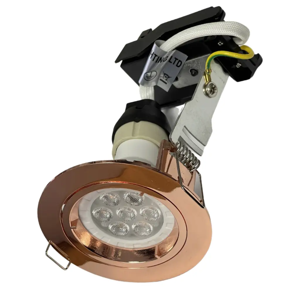 Fix Rose Gold Ceiling Gu10 Large Recessed Mains 240v Downlight LED or Halogen UKEW