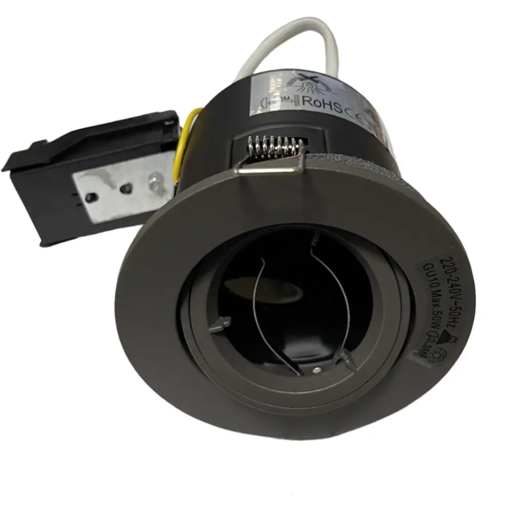 GU10 Fire Rated Round Recessed Ceiling Twist Lock Downlight Tilt grey UKEW