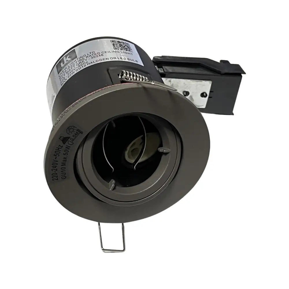 GU10 Fire Rated Round Recessed Ceiling Twist Lock Downlight Tilt grey UKEW