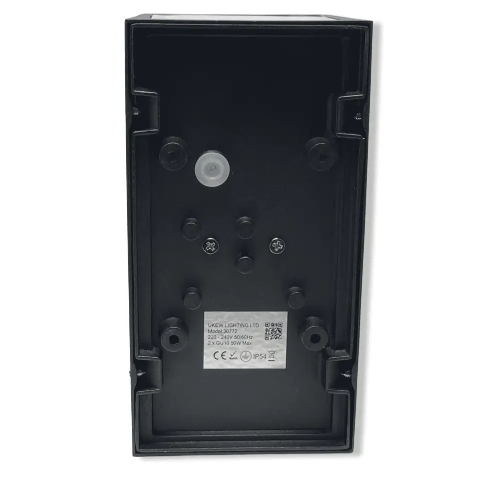Outdoor IP54 Square Curved GU10 Wall Up Down Light Black Finish UKEW