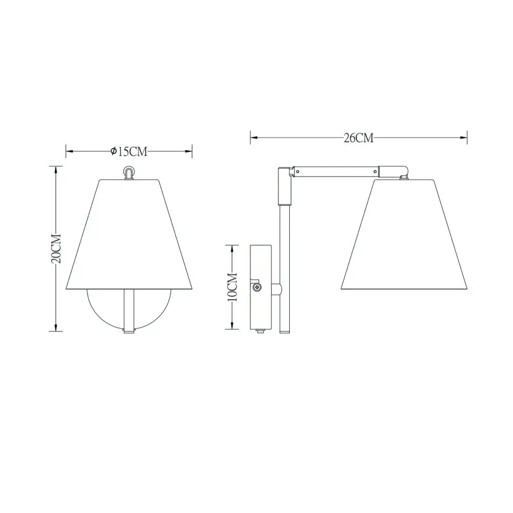 Single Bedside light Rocker Switch Swing Arm Adjustable Wall Mount Light Fitting UKEW Lighting