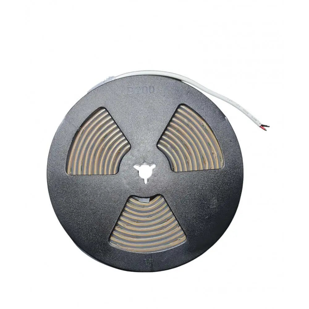 5-meter roll of IP67 COB 9W LED Dotless Strip Light, waterproof 24V, featuring 480 LEDs and 3000K color temperature.