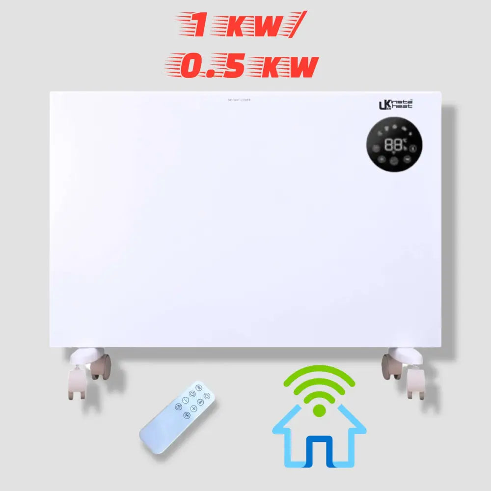 Wall Heater Wifi Electric Convector Panel White 24H 7 Day Thermostat 0.5Kw/1/KW - Light fixtures UK