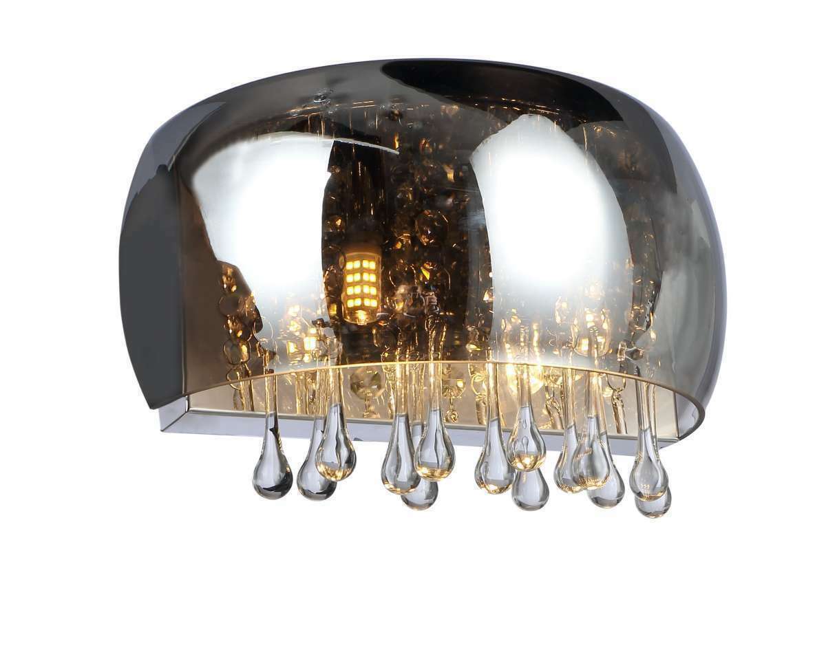 Crystal Droplets Flush Mount Wall light with smoked glass finish UKEW Lighting