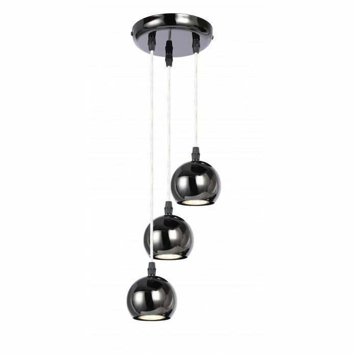 Modern black chrome droplet round eyeball 3-way pendant light G10 LED 14260 UKEW