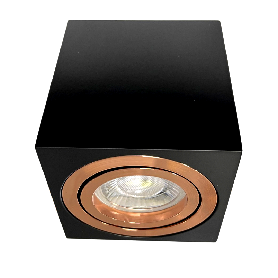 Ceiling Light Surface Mounted Downlight GU10 Spot Square Black& Rose Gold IP20 UKEW