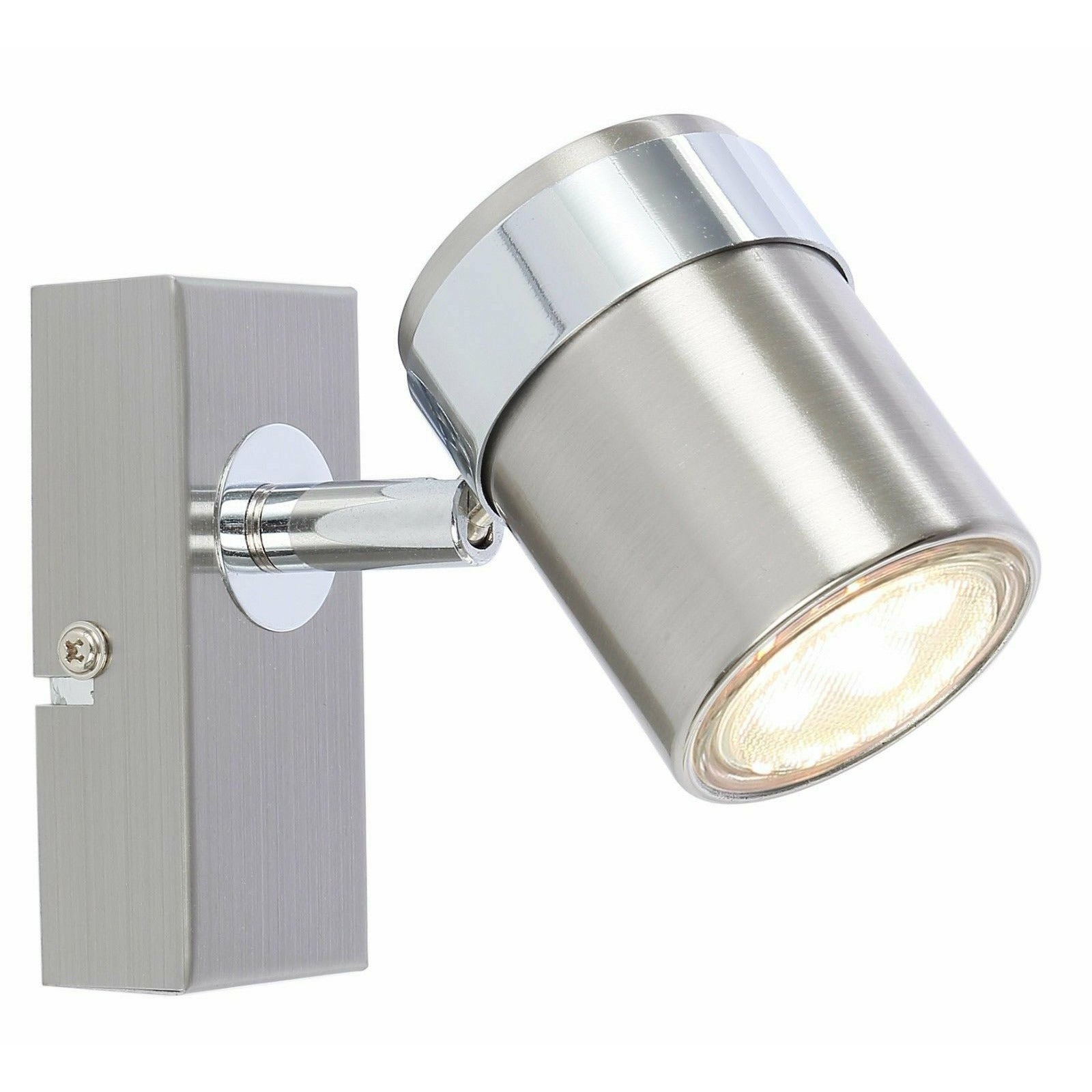UKEW Satin metal single LED Ceiling or Wall Spotlight Spot Lights Fittings UKEW