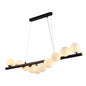 Walnut Wood Finish Metal Body Opal Glass Globes Kitchen Island Chandelier Ceiling Light 10xG9 Fitting