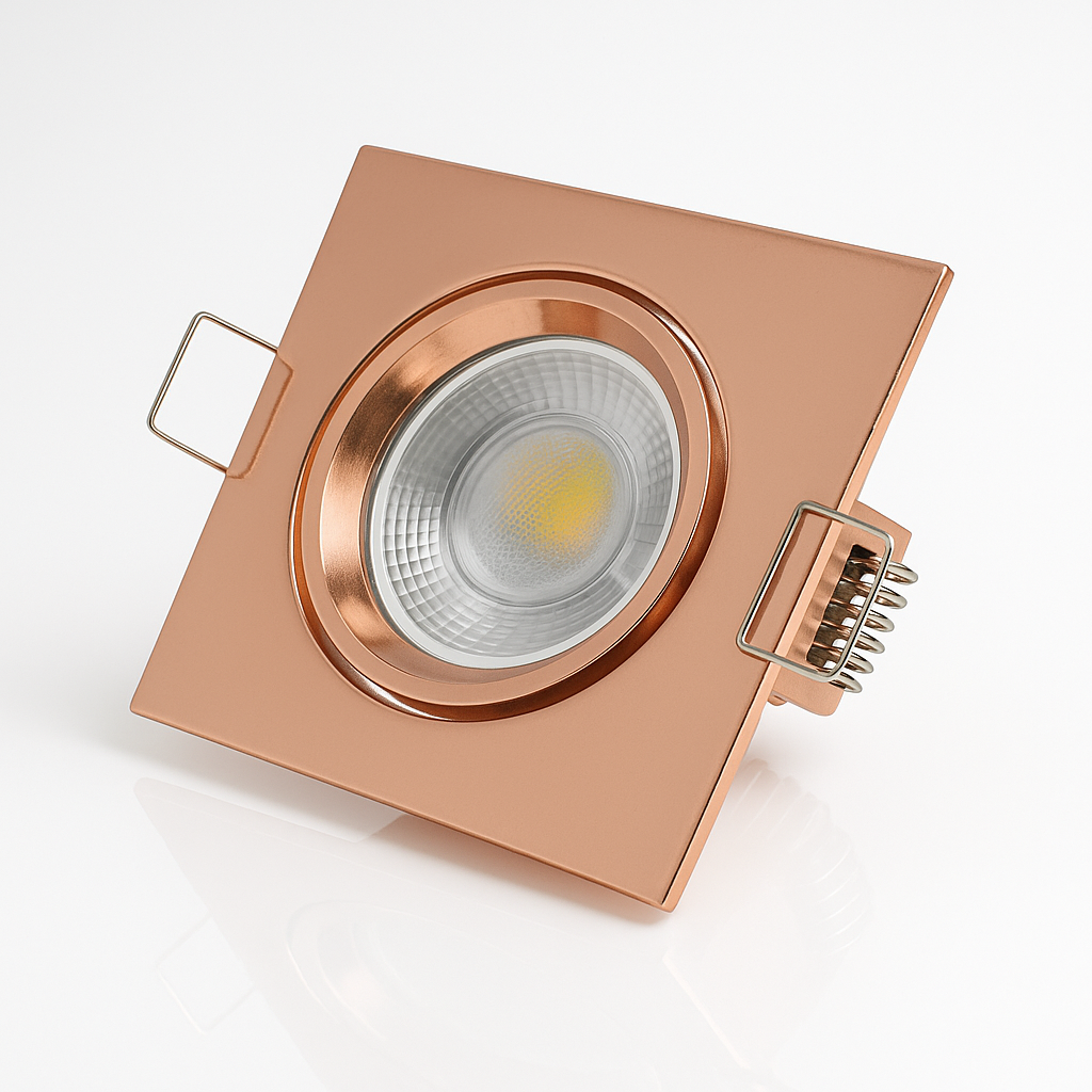 Rose Gold Square Fixed Dimmable Spotlight Fixture Fitting