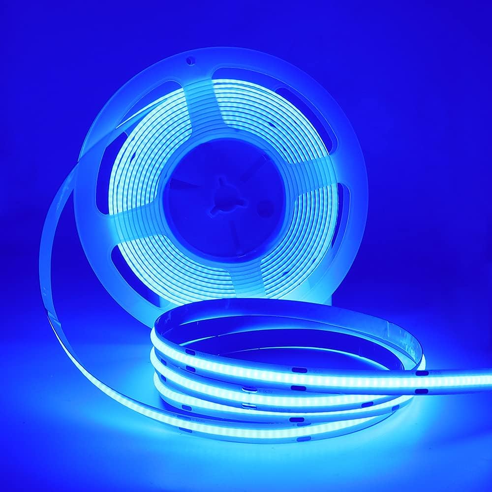 JOYLIT 12V COB LED Strip Lights Blue Waterproof 20FT/6M 320LEDs/M, Bright  Uniform Spotless Dimmable