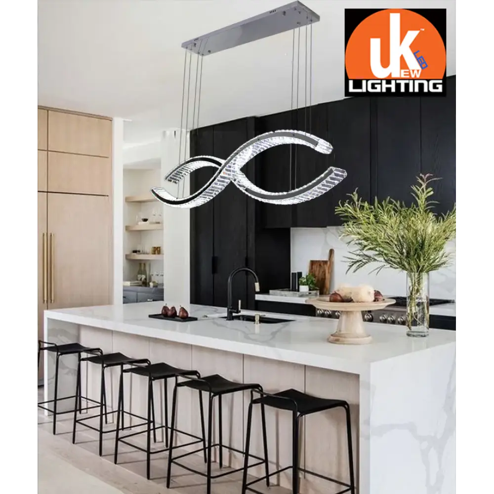 40W LED Chrome Suspended Crystal Chandelier for Adjustable Ambient Lighting - Home Furniture & DIY:Lighting:Ceiling