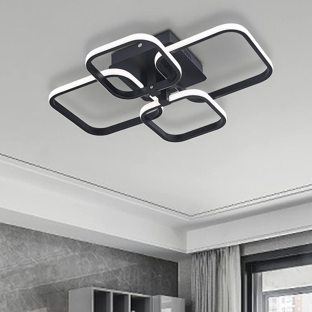 Modern LED Ceiling Light with 4 Squares, 50W Flush Mount Pendant Light - Light fixtures UK