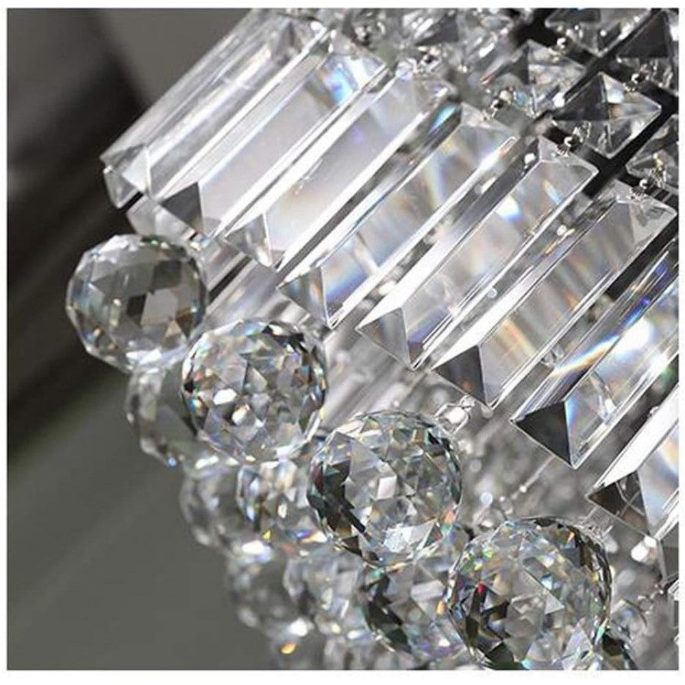 Contemporary Matt Black K9 Crystal Chandelier with Raindrop Design, Rectangular Ceiling Light - Light fixtures UK