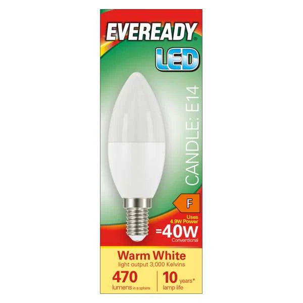 4.9W LED Candle SES E14 Frosted Bulb Warm White 3000K