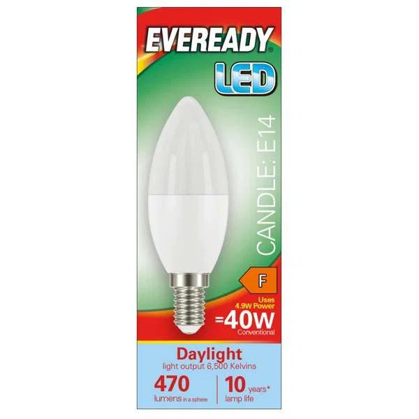 4.9W LED Candle SES E14 Frosted Bulb Daylight 6500K