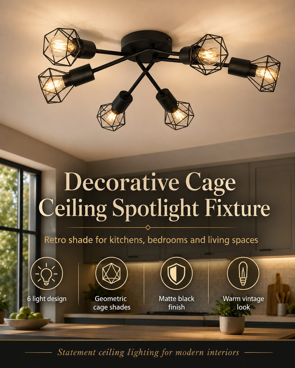 Decorative Cage Ceiling Spotlight Fixture Kitchen Bedroom Retro Shade