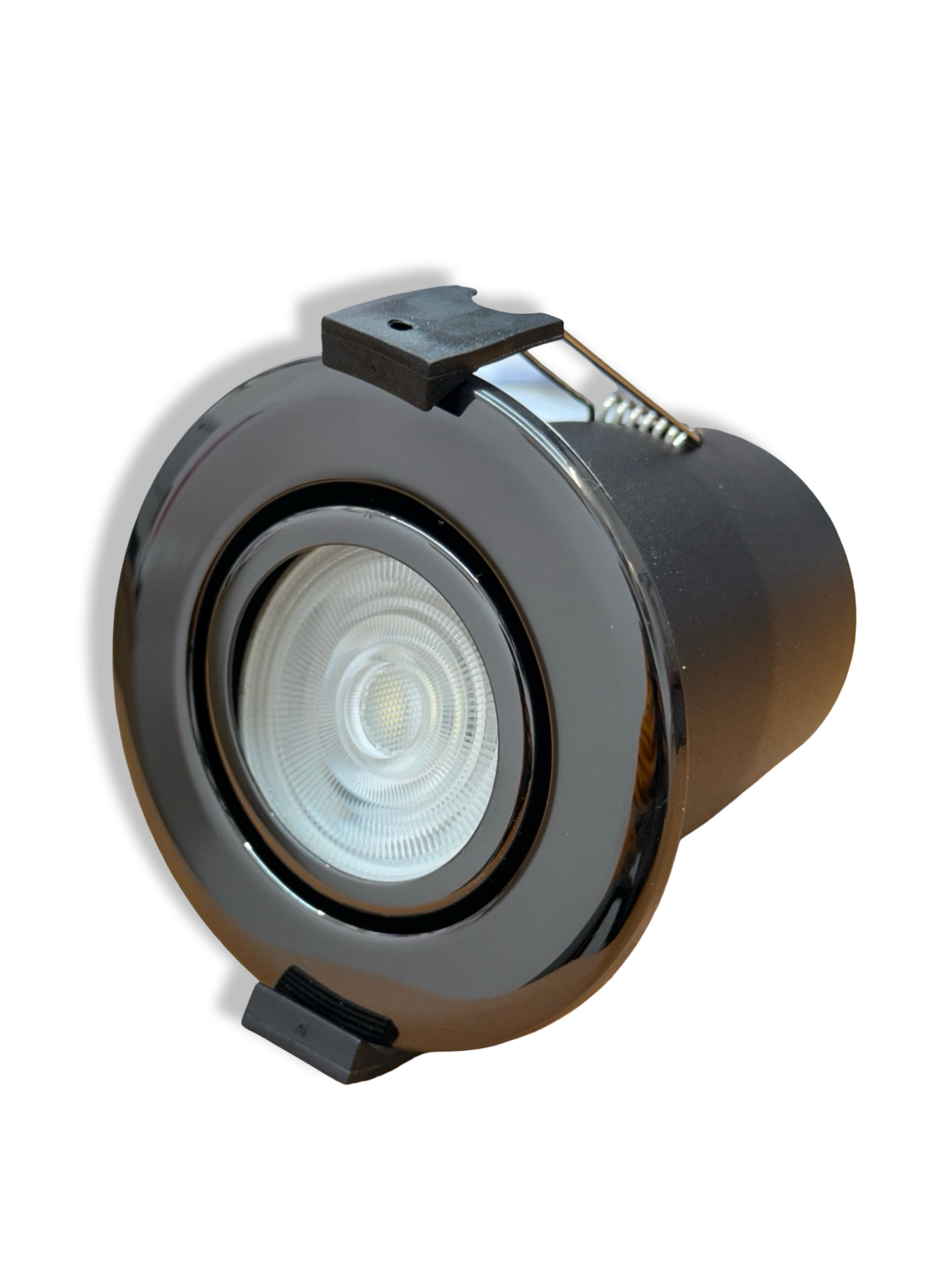 Tilt Fire Rated GU10 Twist Lock Low Profile Ceiling Downlight Black Chrome