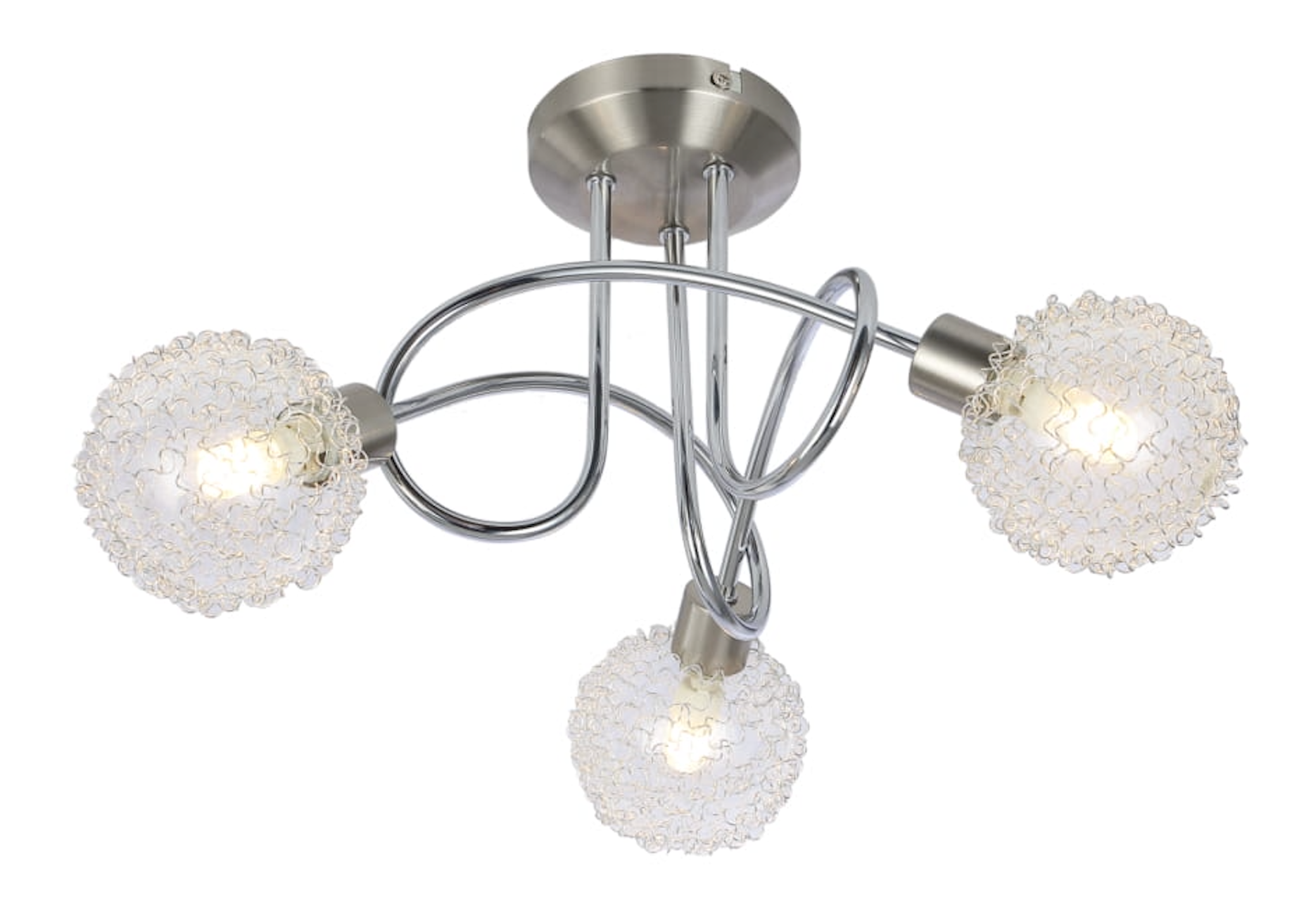 3 Way Spotlight in Nickel Satin Chrome Finish with Aluminium Mesh Shades