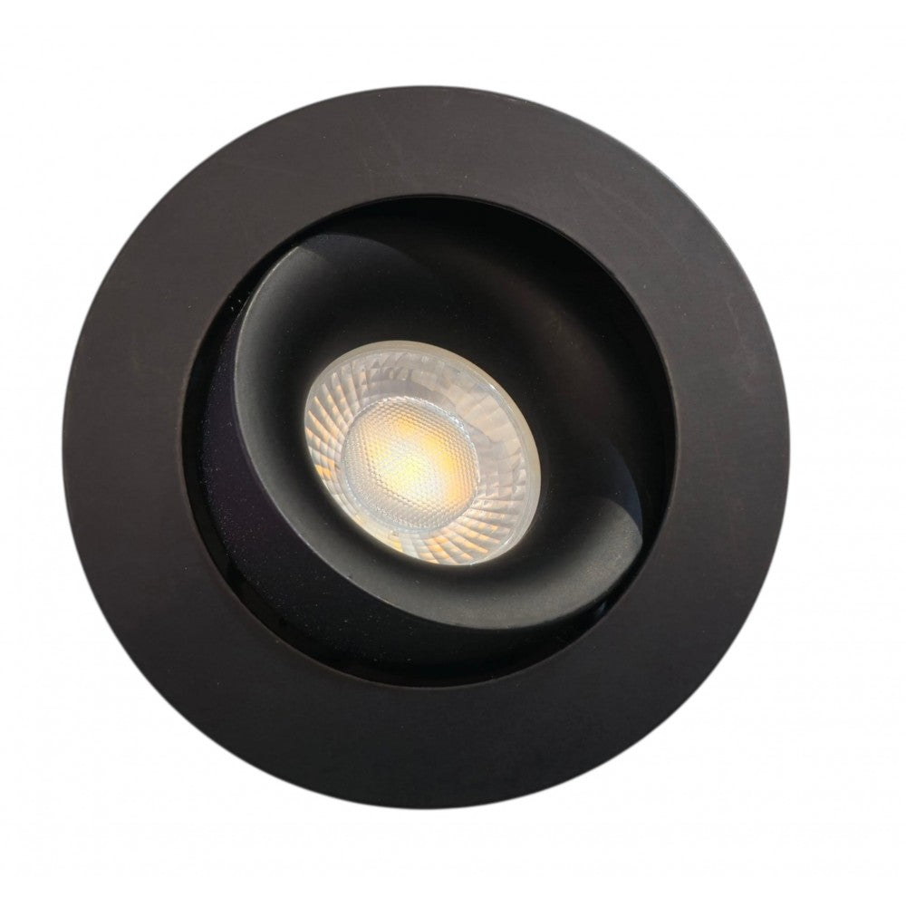 Large Ceiling Recessed Tilt GU10 Downlight 105mm - Matt Black