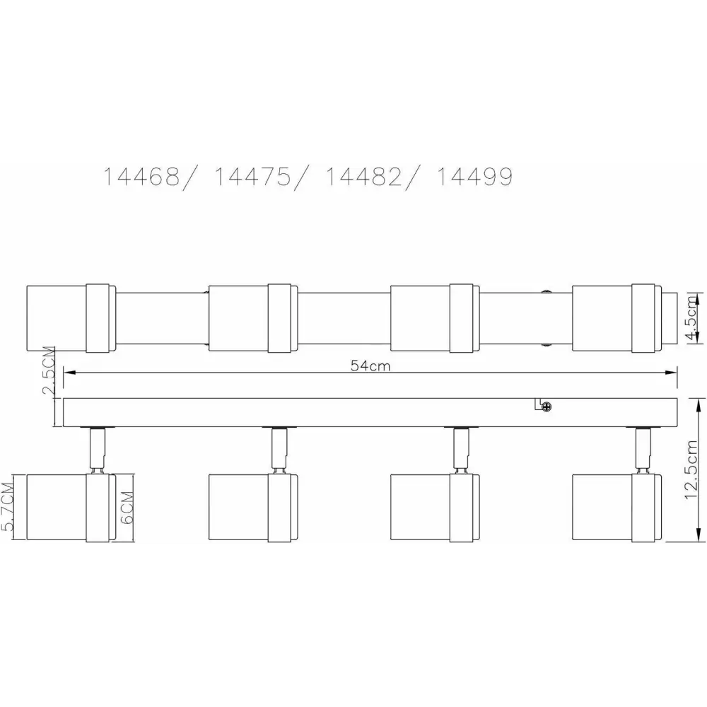 Directional white 4-Light Ceiling bar Spotlight LED GU10 UKEW