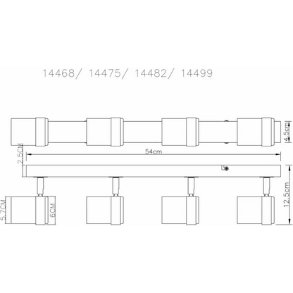 Directional white 4-Light Ceiling bar Spotlight LED GU10 UKEW