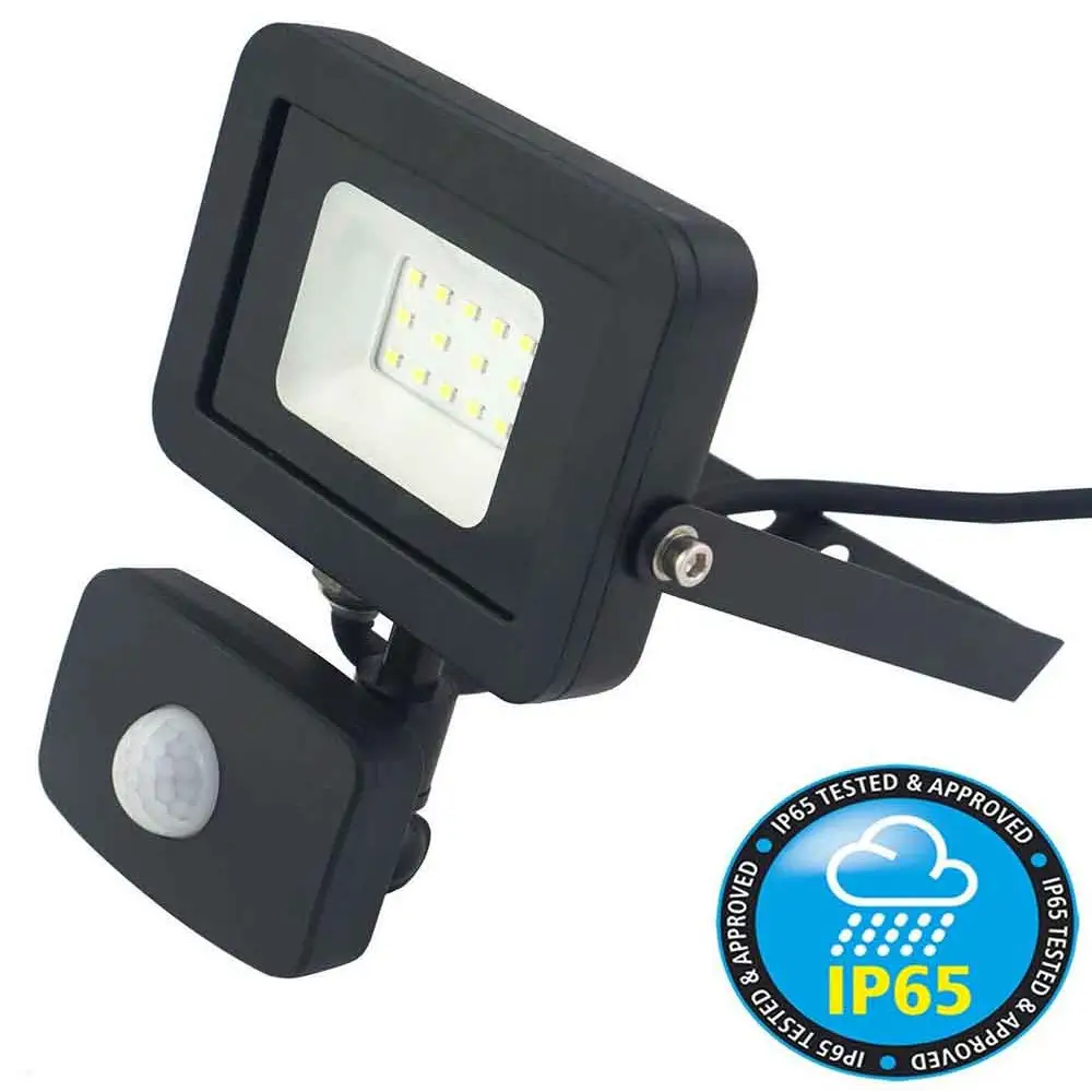Slim very powerful Floodlight  PIR, IP 65 rated,  garden, Black, 10 watt LED UKEW