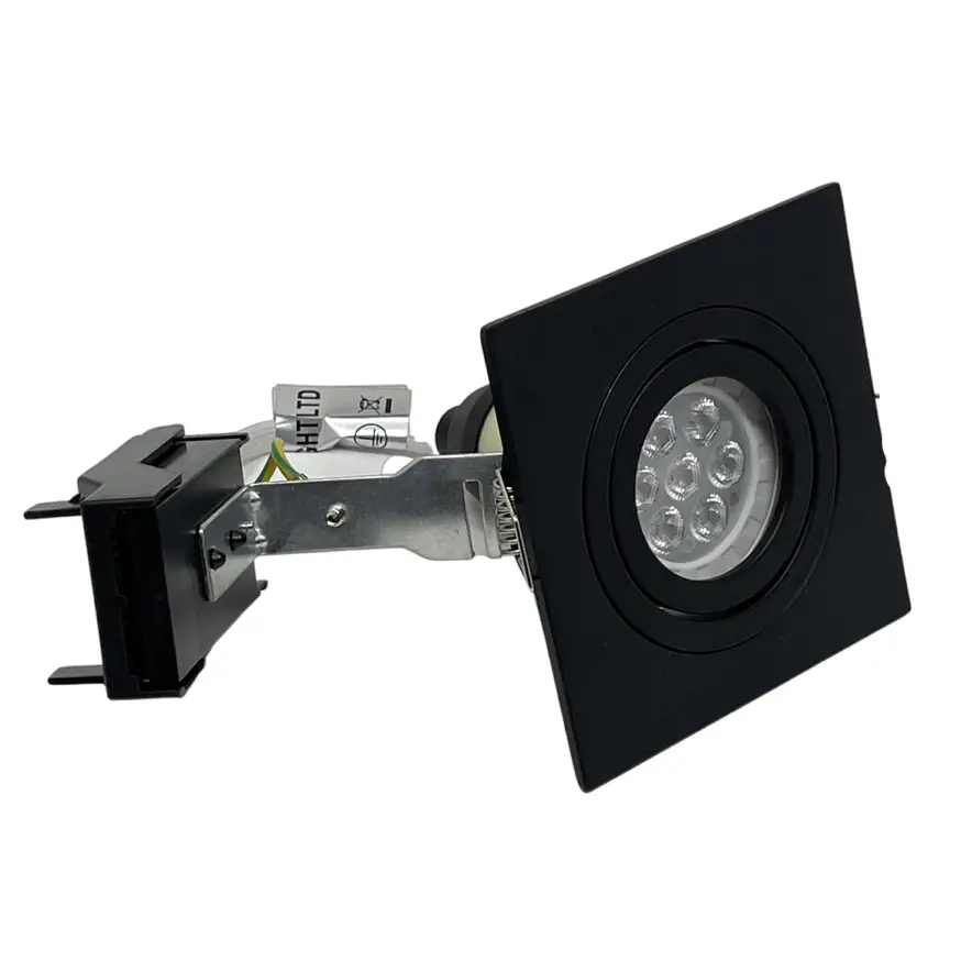 Black Square Tilt Ceiling Recessed Spotlight Downlight GU10 LED   Black premiumlux