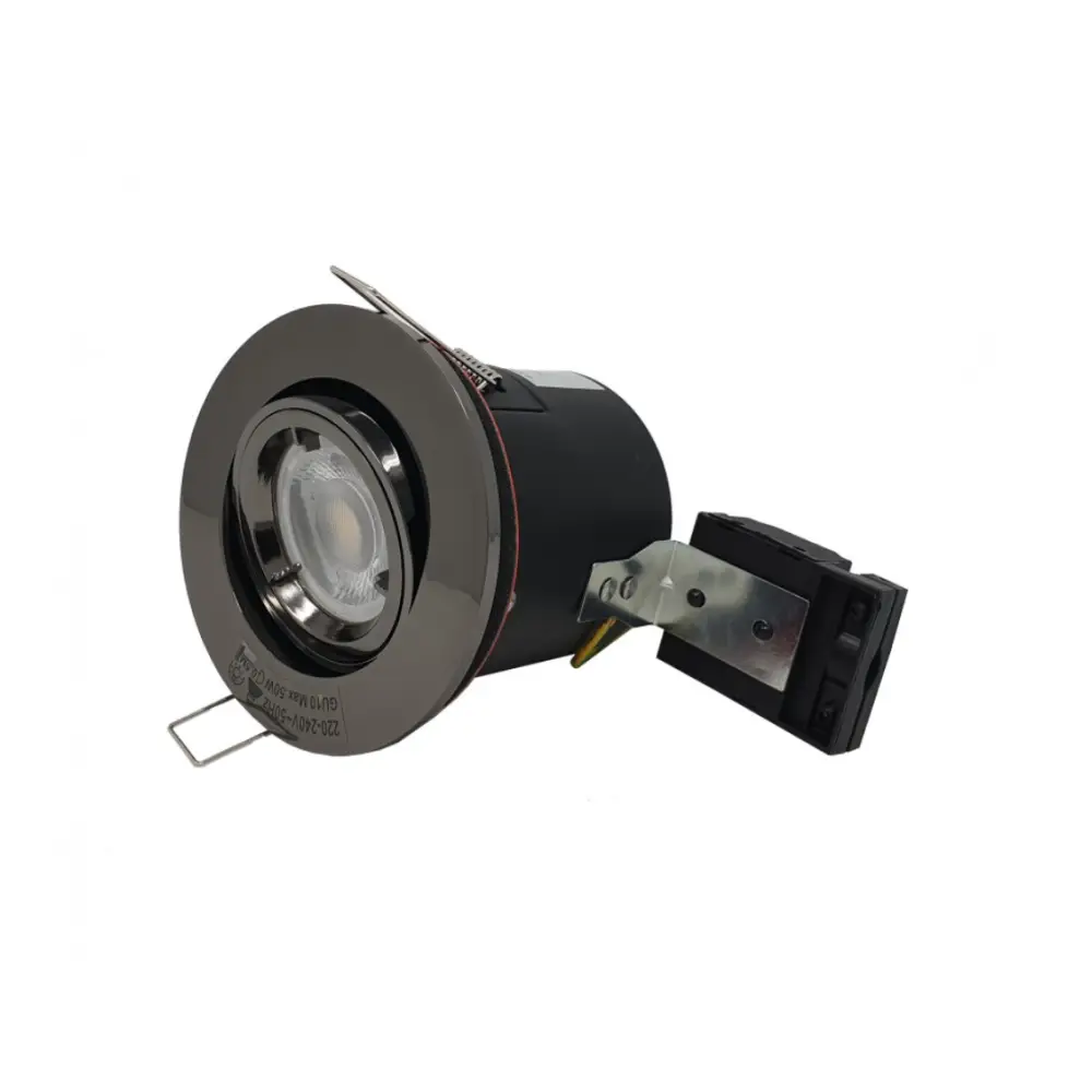 Black Chrome Fire Rated Tilt Ceiling Downlight Spotlight GU10  twist lock UKEW