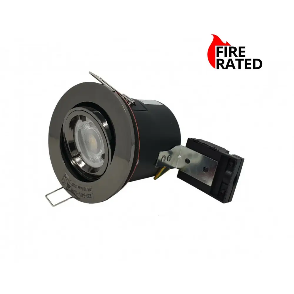 Black Chrome Fire Rated Tilt Ceiling Downlight Spotlight GU10  twist lock UKEW