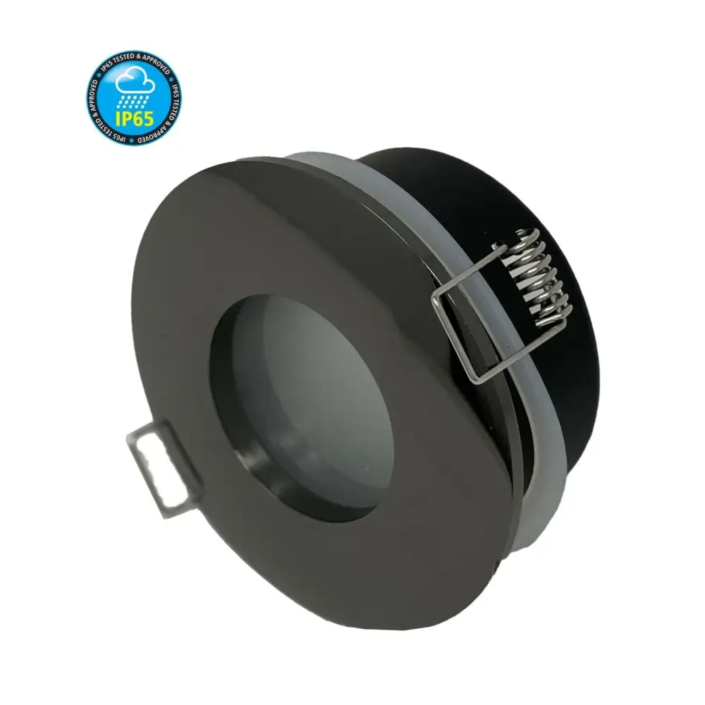 Black chrome Round Bathroom Shower Downlight  GU10 for Zone 2,3 IP65 UKEW