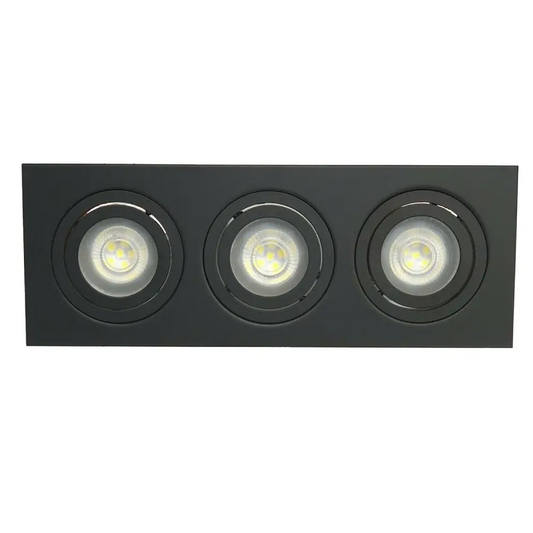 Black Triple Recessed 3 Way Bar Light GU10 Tilt Ceiling Downlight Spotlight GU10 UKEW