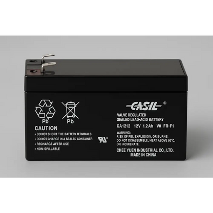 Casil 12V 1.2Ah Sealed Lead Acid Battery with Flame Retardant Safety Features