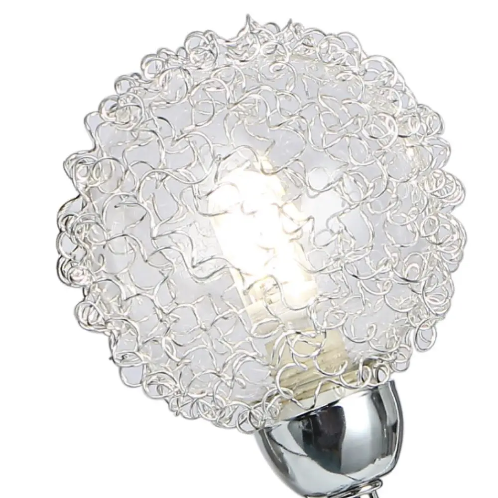 Wire Mesh Shade Ball 5 Way Flush Ceiling Light Fixture Chrome + Satin LED BALL