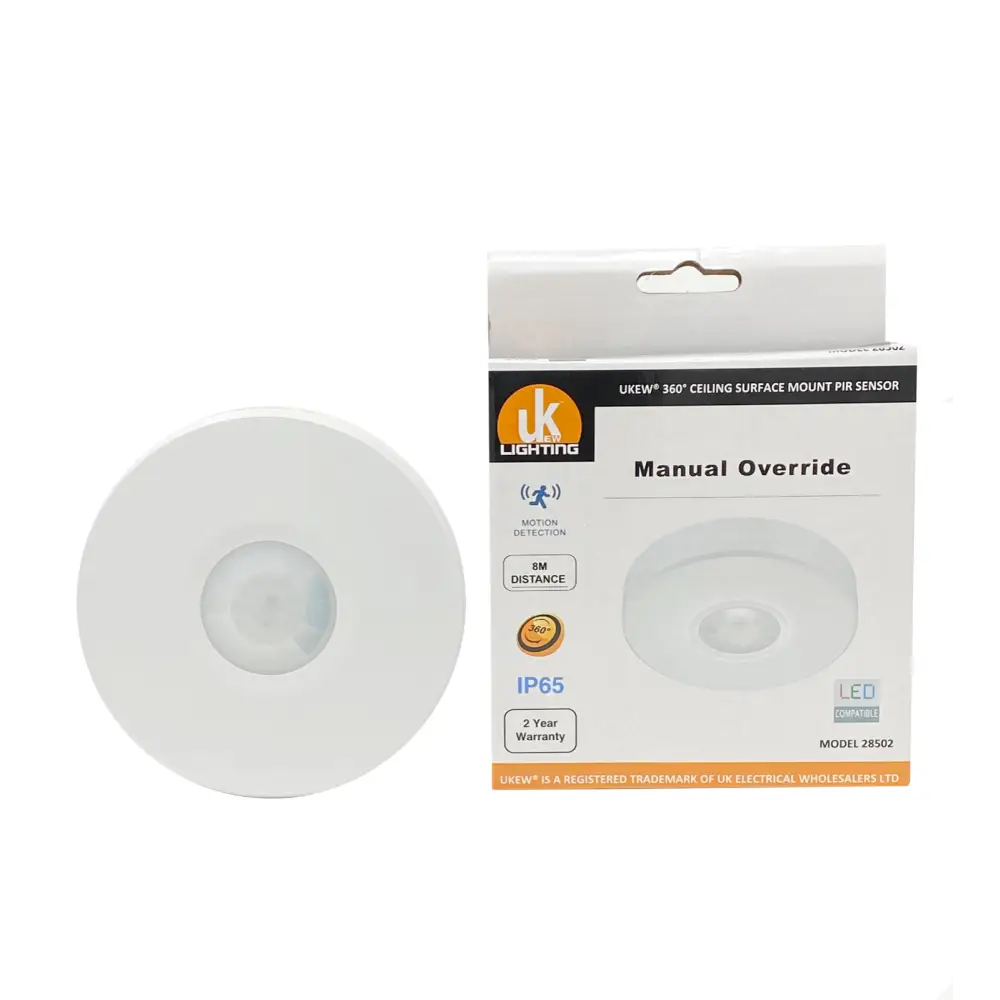 Ceiling PIR Infrared Motion Sensor 360" manual override IP65 bathroom UKEW