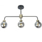 3 Way classic ceiling light Black Brass Semi Flush with  Smoked Ball UKEW