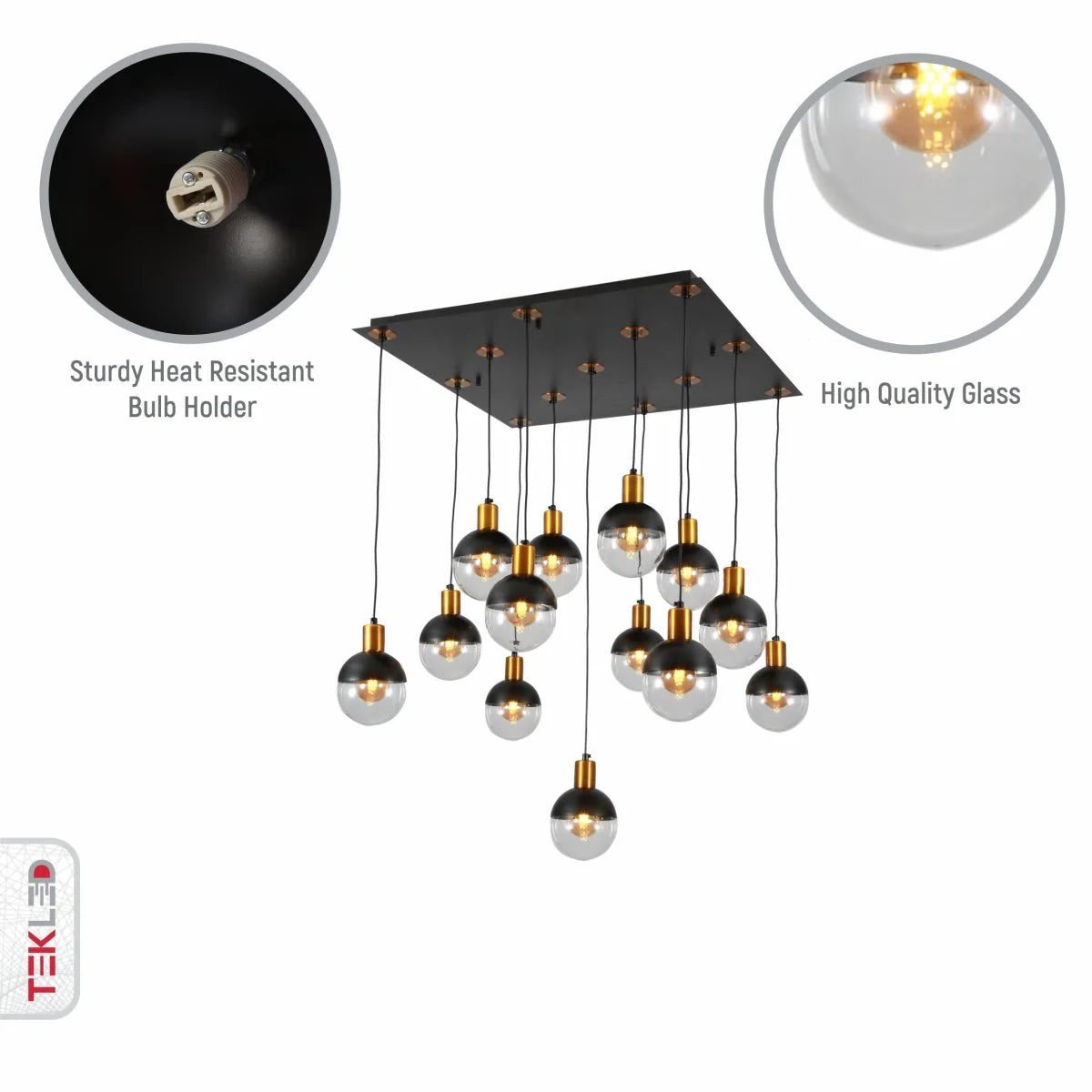 Clear Black Globe Glass Modern Nordic Chandelier Ceiling Light 13xG9