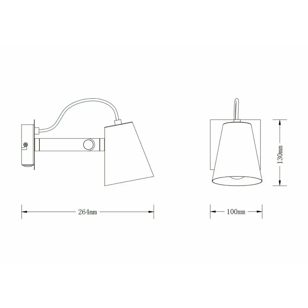 Bedside wall light Adjustable with Rocker Switch, Copper & Black UKEW