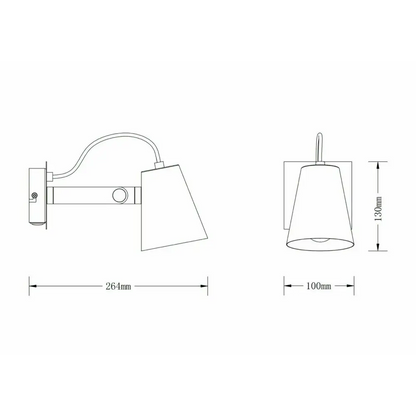 Bedside wall light Adjustable with Rocker Switch, Copper & Black UKEW