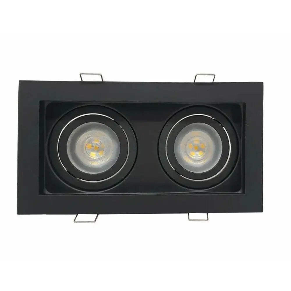 Decorative black Ceiling Downlight  GU10 Twin Square Recessed Spotlight Led Tilt UKEW®