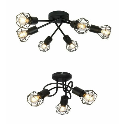 Decorative Cage Ceiling Spotlight Kitchen Bedroom Retro Shade 3 or 6 lights UKEW